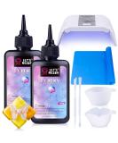 LET'S RESIN UV Resin with Light Upgraded 200g Crystal Clear&Low Odor UV Resin Kit UV Light Silicone Mat Ultraviolet Epoxy Resin Hard UV Resin Starter Kit for Jewelry Craft Decor - Buy Online on SooperMarket.com