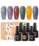 MEET ACROSS Jelly Gel Nail Polish Set - 6 Morandi Colors for Salon Gel Manicure and DIY Nail Art (Gray, Purple, Yellow) - Buy Online on SooperMarket.com
