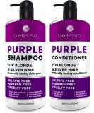 Purple Shampoo and Conditioner Set - Sulfate Free Salon Grade (2 x 16.9 fl oz) - Hydrating Toner - Shimmer Correction for Platinum Blonde  Silver  Light  and Grey Hair - Advanced Formula - Buy Online on SooperMarket.com