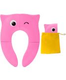Pokanic Travel Potty Training Seat Cover with Non-Slip Silicone Pads and Carry Bag - Pink | Portable, Reusable Toilet Seat for Kids and Toddlers - Buy Online on SooperMarket.com