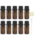 Alledomain 10Pcs 5ml Essential Oils Amber Glass Bottles with Black Cap & 1 Dropper & 12 Labels Mini Empty Amber Bottle Refillable Sample Container for Massage oils/Aromatherapy/Perfume - Buy Online on SooperMarket.com