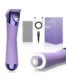 Buy Bikini Trimmer for Women - 2 in 1 Electric Shaver & Waterproof Pubic Hair Remover - USB-C Charging Painless with Dual Lights in Purple - Buy Online on SooperMarket.com