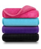 Orighty Makeup Remover Cloths 4-Pack - Reusable Microfiber Facial Cleansing Cloths for Instantly Removing Dirt, Makeup & Waterproof Mascara - 15.5 x 7.5 in - Blue/Purple/Black/Pink - 4 Count - Buy Online on SooperMarket.com