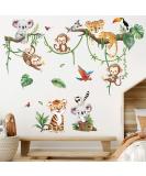 Decalmile Jungle Animal Tree Branch Wall Decals - Safari Animals Wall Stickers for Baby Nursery and Kids Bedroom Decor - Buy Online on SooperMarket.com