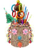 YIXUND Seagrass Foraging Basket Bird Toy with Colorful Crinkly Paper and Wooden Blocks - Ideal for Small & Medium Parrots - DIY Honeycomb Tree Design - Buy Online on SooperMarket.com