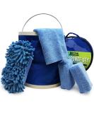 Microfiber Boat Cleaner and Car Wash Kit - Non-Scratch Sponge Bucket, Wash Cloths for Interior and Exterior - Ideal for Fiberglass Boat Hulls and Car Seats - Complete Cleaning Supplies - Buy Online on SooperMarket.com