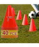 DUNCHATY 40 PCS 7 Inch Plastic Soccer Cones for Agility Training - 4 Colors 40Pack Sports Cones - Buy Online on SooperMarket.com