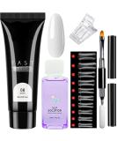 White Poly Nail Gel Kit for Beginners - 15ml Builder Extension Set with Slip Solution | DIY Nail Art Women Gift - Buy Online on SooperMarket.com