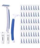 50 Sets Disposable Razors in Bulk - Twin Blade Razors with Shaving Cream | Individually Wrapped for Men & Women | Perfect for Homeless Hotels Shelters & Travel - Buy Online on SooperMarket.com
