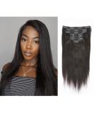 Lacer 10 Yaki Clip in Hair Extensions 120G 7 Pieces 10 Inch - Natural Black Remy Human Hair for Fashion Black Women with Relaxed Hair - Buy Online on SooperMarket.com