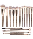 MAANGE 18 Pc Premium Synthetic Makeup Brush Set - Champagne | Professional Brushes for Foundation, Powder, Eyeliner & Eye Shadow - Buy Online on SooperMarket.com
