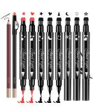 10 Pack Liquid Eyeliner Stamp Set | Waterproof Smudgeproof Long Lasting Pen | 8 Eyeliner Stamps, 2 Eyebrow Pencils | Variety of Designs - Buy Online on SooperMarket.com