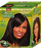 African Pride Olive Miracle Deep Conditioning No-Lye Relaxer - Regular Kit 4-Count | Gentle Hair Relaxer - Buy Online on SooperMarket.com