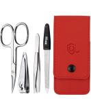 marQus Manicure set for women and men - 4 Piece pedicure kit incl. sharp nail scissors tweezers nail clippers & sapphire nail file from Solingen - Perfect for travelling manicure and pedicure Red - Buy Online on SooperMarket.com
