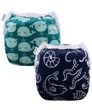 ALVABABY Swim Diapers 2pcs Baby & Toddler Snap One Size Reusable Adjustable Baby Shower Gifts Baby Boy SW18-21 01marine Animal Small (Pack of 2) - Buy Online on SooperMarket.com