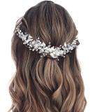 Easedaily Silver Flower Leaf Bridal Hair Vine Headpiece with Pearls - Wedding Hair Accessories for Women and Girls - Buy Online on SooperMarket.com