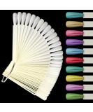 2 Sets Coffin Ballerina Fan Shape Nail Art Tips Display with Metal Split Ring Holder - NT082 (Natural) - Buy Online on SooperMarket.com