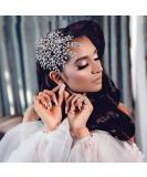 AMORARSI Rhinestone Leaf Wedding Hair Piece - Crystal Hair Accessories for Bride and Bridesmaids (Silver) - Buy Online on SooperMarket.com