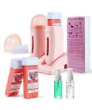 Dual Roll On Waxing Kit with Rose Wax Cartridge - Hair Removal Double Wax Warmer for Legs, Arms, Underarms - Pink - Buy Online on SooperMarket.com