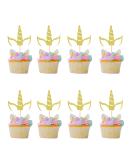 Arthsdite 24Pcs Unicorn Horn Cupcake Toppers Gold Glitter Unicorn Cupcake Picks for Unicorn Theme Baby Shower Birthday Wedding Engagement Party Cake Decorations Supplies - Gold Glitter - Buy Online on SooperMarket.com