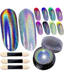 Holographic Nail Powder Set - Chrome Rainbow Unicorn Effect with Sponge Tool - 3pcs 0.04oz - Nail Art Glitter Dust for DIY Manicure - Buy Online on SooperMarket.com