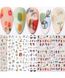 Graffiti Fun Nail Art Stickers, Abstract Nail Decals 3D Self-Adhesive Abstract Lady Face Rose Leaf Nail Design Manicure Tips Nail Decoration for Women Girls Kids(6Sheets) - Buy Online on SooperMarket.com