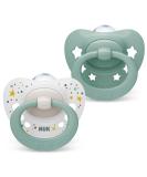 Nuk signature baby pacifier |0 6 months |Calms 95 % of the babies |BPA-free silicone pacifier in heart shape |With etui |Green stars |2 pieces of 0-6m standard green - Buy Online on SooperMarket.com