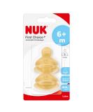NUK First Choice+ Latex Baby Bottle Teat 6-18 Months - Large Feed Hole Anti-Colic, 2-Pack Yellow - Buy Online on SooperMarket.com