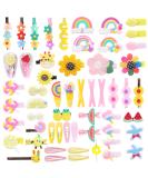 Colorful 56-Piece Hair Clips Set for Girls - Rainbow Sweets & Flower Designs | Perfect Hair Jewelry for Toddlers & Teens - Buy Online on SooperMarket.com