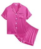 SWOMOG Kids Silk Pyjamas Set - Short Sleeve Satin PJs for Girls Boys in Rose, Ages 4-16 - Buy Online on SooperMarket.com