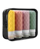 4 Pack Travel Bottles for Toiletries with Labels 100ML Silicone Travel Bottles Set with Clear Zipper Toiletry Bag Leakproof Refillable Squeeze Travel Size Containers for Shampoo Conditioner Green/Purple/Orange/Yellow - Buy Online on SooperMarket.com
