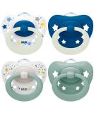 Nuk Signature Day & Night Baby Casing |0-6 months |Calms 95 % of the babies |BPA-free silicone pacifier in heart shape |Lights up in the dark |Stars |4 pieces blue 0-6m - Buy Online on SooperMarket.com