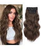 Hair Extensions Clip in 4PCS Medium Brown 20Inch Hair Extension Long Wavy Full Head Clip in Hair Extension Synthetic Fiber Hair Pieces for Women - Buy Online on SooperMarket.com