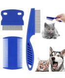 3-Piece Stainless Steel Flea & Lice Comb Set for Dogs & Cats | Pet Care Tools for Effective Tear Stain Removal - Blue - Buy Online on SooperMarket.com