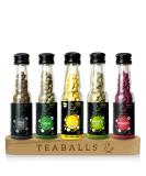 Teaballs Tee Set - Classic Collection of 5 Flavors (Earl Grey Mint Lemon Green Tea Hibiscus) + Free Wooden Gift Set | 150-375 Cups of Natural Instant Tea - Buy Online on SooperMarket.com