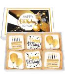 Happy Birthday Cookies 6 PACK Gift Basket Gold for Men Women Kids | Gourmet Decorated Sugar Cookie Gift Box | Individually Wrapped Nut-Free - Buy Online on SooperMarket.com