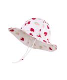 LANGZHEN Baby Girls Sun Protection Hat with Chin Strap | Adjustable Toddler Kids Wide Brim Play Hat | White -Strawberry 6-12 Months - Buy Online on SooperMarket.com
