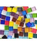 Crystal Glass Mosaic Tiles 225 Pieces Pack - DIY Home Decoration Supplies - 1x1 cm Square Tiles - Full Color Mix - Buy Online on SooperMarket.com