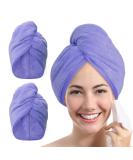 YoulerTex Microfibre Hair Towel Wrap: 2Pack Hair Turban Super Absorbent Rapid Drying Microfiber Towel for Women Curly Long Wet Plopping Hair Girls Head Towelling Large Anti-Frizz (Lilac Purple) - Buy Online on SooperMarket.com