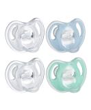 Tommee Tippee Ultra-Light Silicone Pacifier Symmetrical One-Piece Design BPA-Free Silicone Binkies 0-6m 4-Count 0-6m Light Blue  Light Green - Buy Online on SooperMarket.com