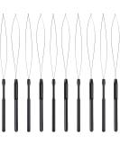 10 Pieces Hair Extension Loop Needle Threader Pulling Hook Tool and Bead Device Tool Black Loop Threader for Hair or Feather Extensions (Black) - Buy Online on SooperMarket.com