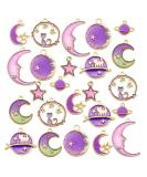 24-Piece Assorted Gold Plated Celestial Cat Charms for DIY Jewelry Making - Purple Enamel Earrings Necklace Bracelet Crafting (M582) - Buy Online on SooperMarket.com