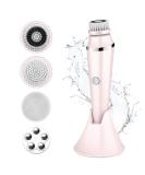 4 in 1 Facial Cleansing Brush - Electric Face Spin Brush with 4 Replacement Heads for Cleaning Exfoliating Massaging (Pink) - Buy Online on SooperMarket.com