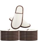 Frcctre 15 Pairs Non-Slip Disposable Spa Slippers for Women & Men - Beige/Brown Edge - Buy Online on SooperMarket.com