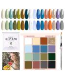 16-Color Solid Gel Nail Polish Palette - Valley Green Cream Gel & Brush Kit for Stunning Nail Art - Buy Online on SooperMarket.com