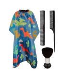 Kids Haircut Cape & Neck Duster Brush Set | Adjustable Blue Dinosaur Barber Cape for Kids - Buy Online on SooperMarket.com
