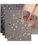 JMEOWIO 9 Sheets Moon Star Nail Art Stickers Decals Self-Adhesive Sun Nail Supplies Nail Art Design Decoration Accessories - Buy Online on SooperMarket.com