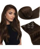 Shop Laavoo Real Hair Clip-In Extensions | Dark Brown Remy Hair | 40cm 105g - 7pcs #4 - Buy Online on SooperMarket.com