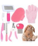 Miaoz rabbits care set with nail clipper and trimmer pet hair remover long and file fled comb shampoo bathing brush for rabbits puppies kitten guinea pig ferret small animals (pink) - Buy Online on SooperMarket.com