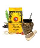 YERBA MATE Green STARTER SET Natural Strong Energy Drink Mate Tea Complete Set Begginer's Kit ENERGY Booster Green Mate ENERGY 500g Kit Ceramic Cup Gourd 300ml Bombilla| Wooden Scoop - Buy Online on SooperMarket.com